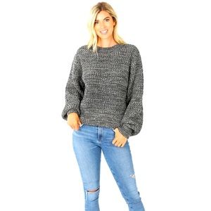 Balloon Sleeve Sweater in Charcoal/Light Grey